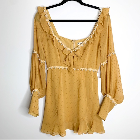 For Love & Lemons Marquee Mini Dress Mustard M NWT - Picture 5 of 16